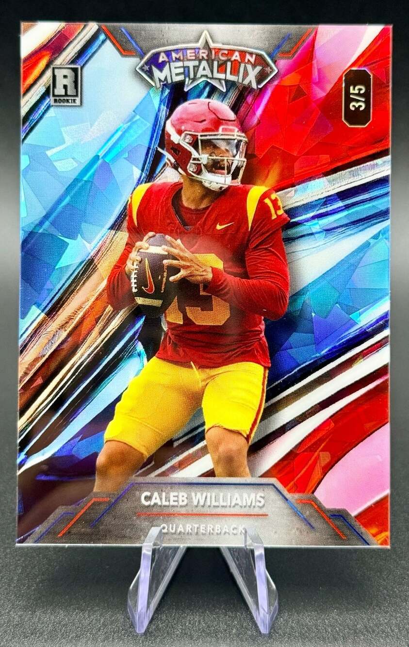 Caleb Williams Rookie Card Chicago Bears #’d 3 of 5 American Metallix Wild Card